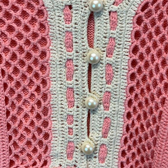 NWT STORYBOOK KNITS Women’s Cardigan 2X Coral Crochet Lace Button Front Sweater - Picture 8 of 16